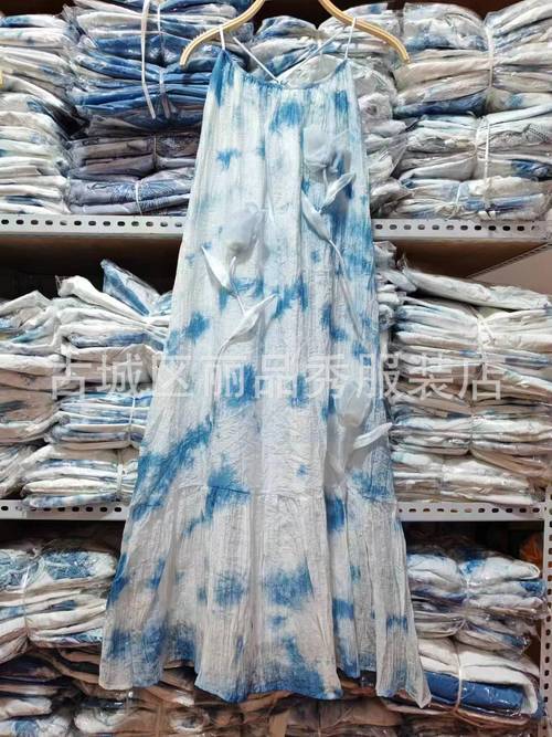 原創(chuàng)純植物板藍(lán)根手工扎染藍(lán)色連衣裙文藝長裙防曬外披